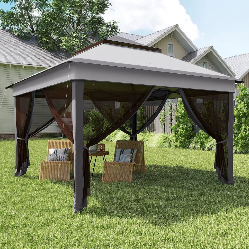 Tenda da Giardino Pieghevole ¨C Zephmum ¨C Grigio 3.26x3.26x2.72 m con Mosquitera