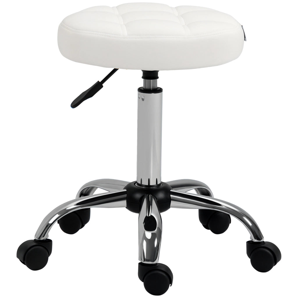 Sgabello Regolabile con Ruote ¨C zephmum ¨C Diametro 35.5 cm Altezza 48-63 cm Bianco