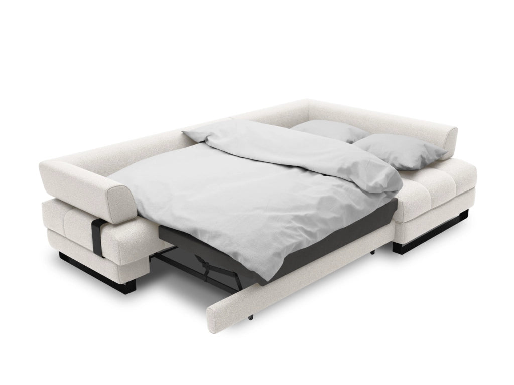 Cosmopolitan Design - Divano convertibile angolare destro con box "Clinton" 5 posti tessuto strutturato grigio chiaro 
