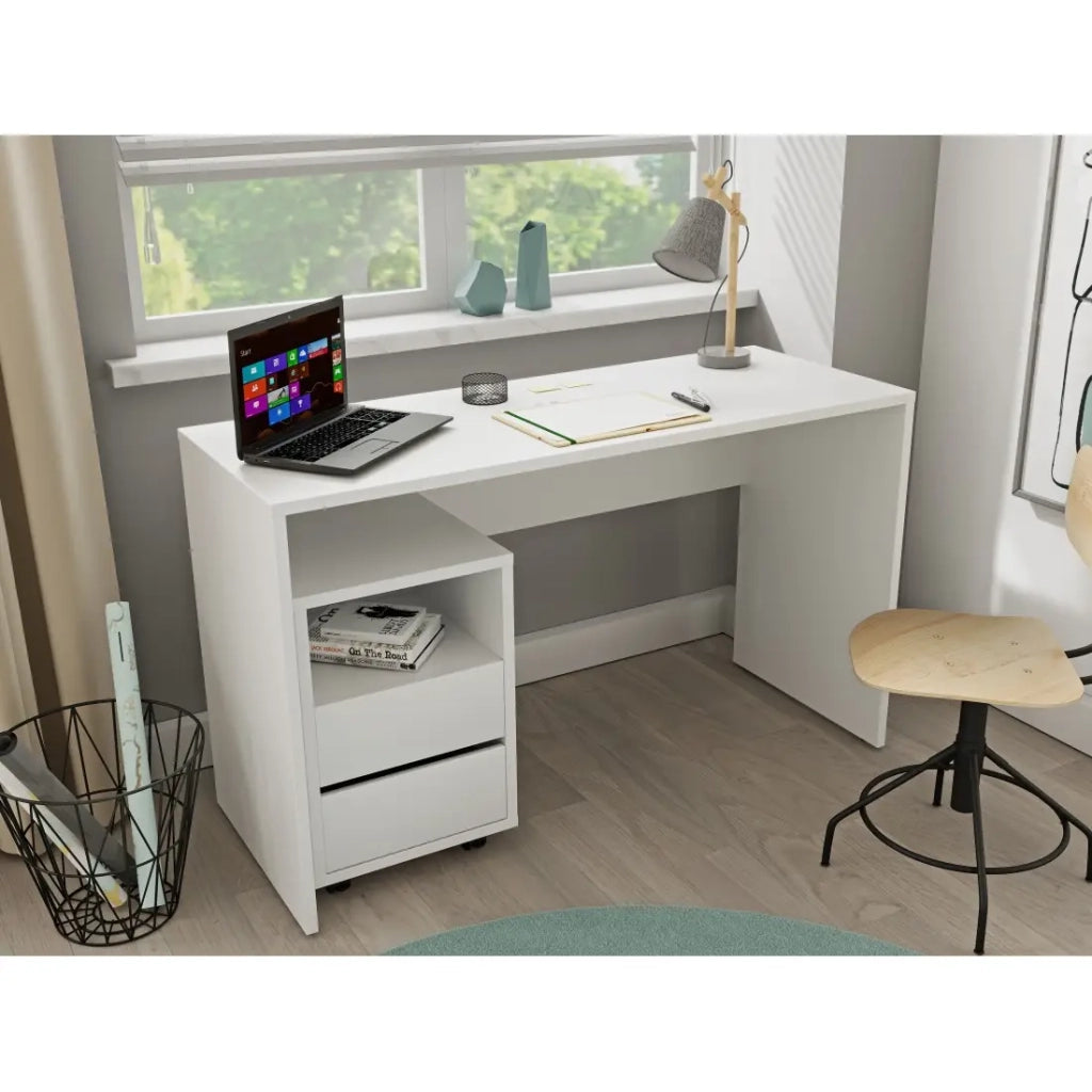 Scrivania bianca MELTO 130 cm – Design moderno, durevole e ideale per il telelavoro o la camera degli adolescenti