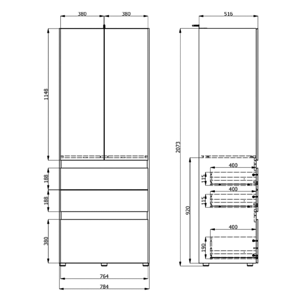 Armadio Camera da Letto Venas, Guardaroba 2 Ante Appendiabiti, 79x208h cm Nero Antracite