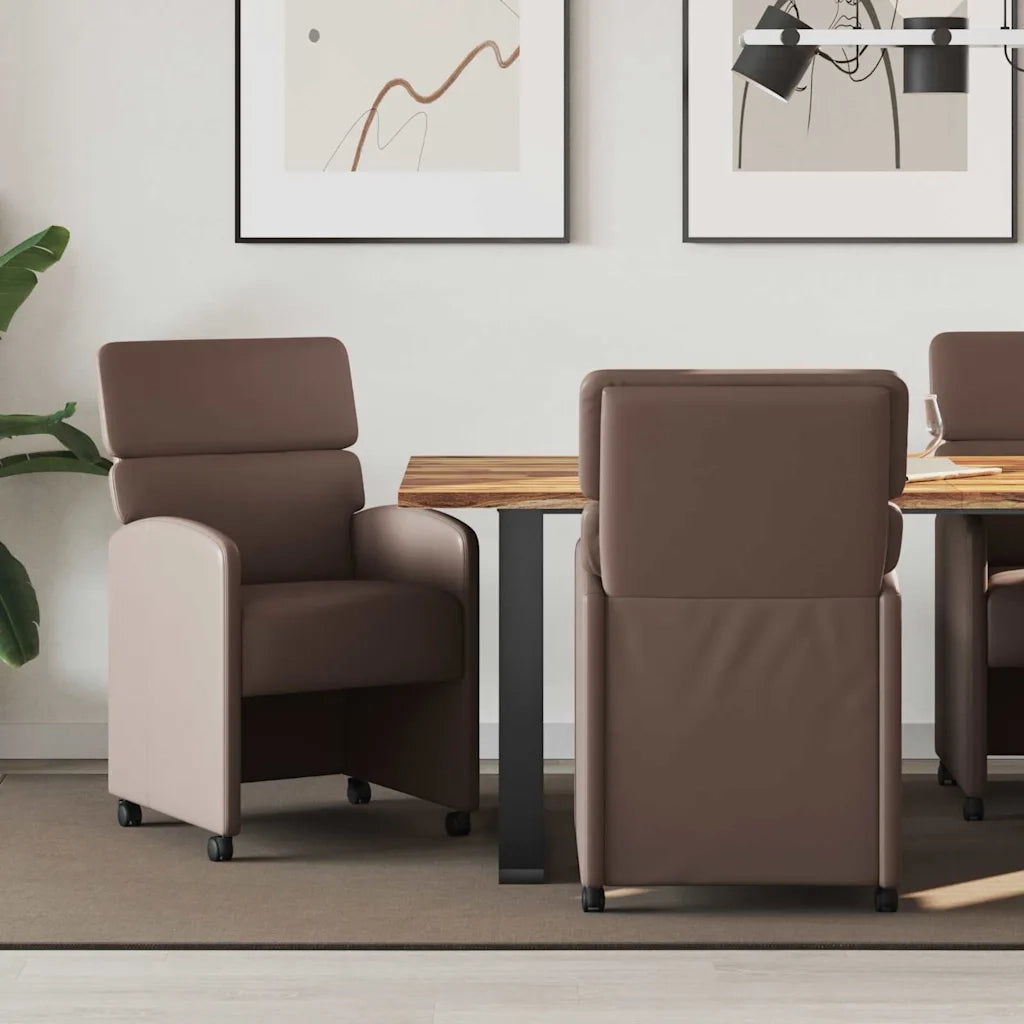 Sedie da Pranzo con Ruote 2 pcs Marrone 58 x 65 x 98 cm
