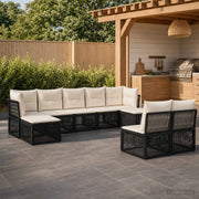 Set Divano da Giardino 9 pz Nero polyrattan 3434350