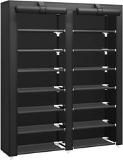 Rack per scarpe con 7 livelli con fodera in tessuto, organizzatore per scarpe, cassettone per scarpe a muro per un massimo di 28 paia di scarpe per porta, corridoio, balcone, soggiorno