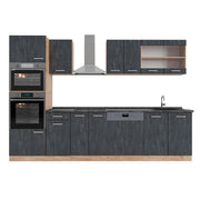 Cucina componibile R-Line Calce nera/Rovere dorato 300 cm PL Antracite Vicco