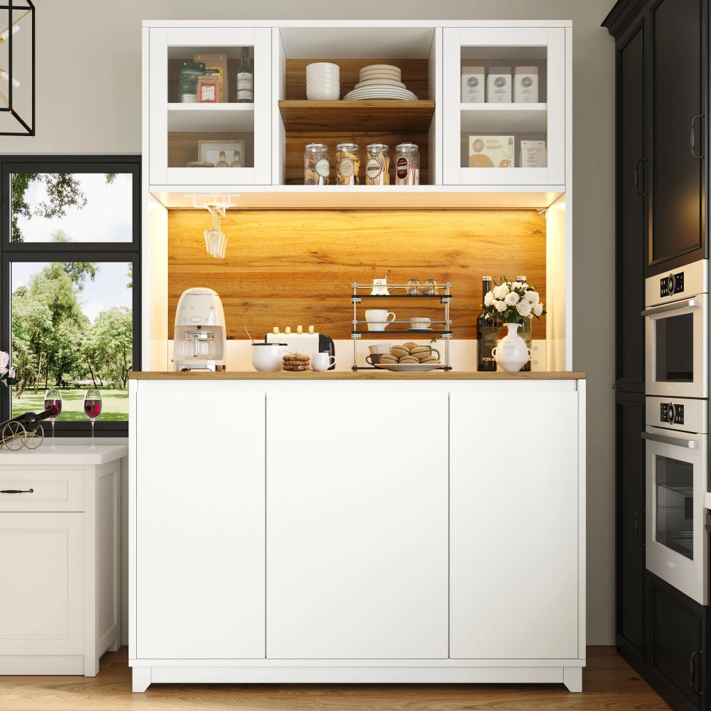MADIA 120x40x180 cm Bianca in MDF e Metallo con LED
