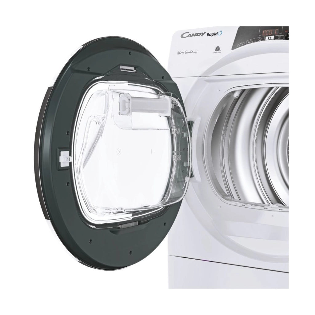 Asciugatrice a Pompa di Calore 10 Kg Candy Rapidò ROE H10A2TCEX-S Classe A++ (A85xL60xP60) Asciugatura smart Stiro facile Cicli rapidi