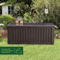 Baule da Giardino Rockwood, 570L, Effetto Legno, Marrone, 155x72,4x64,4H cm