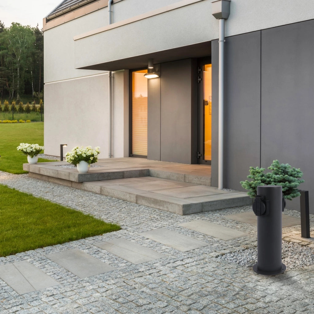 Colonnina presa giardino Polux Elektri 28cm 2x230V IP44 grafite