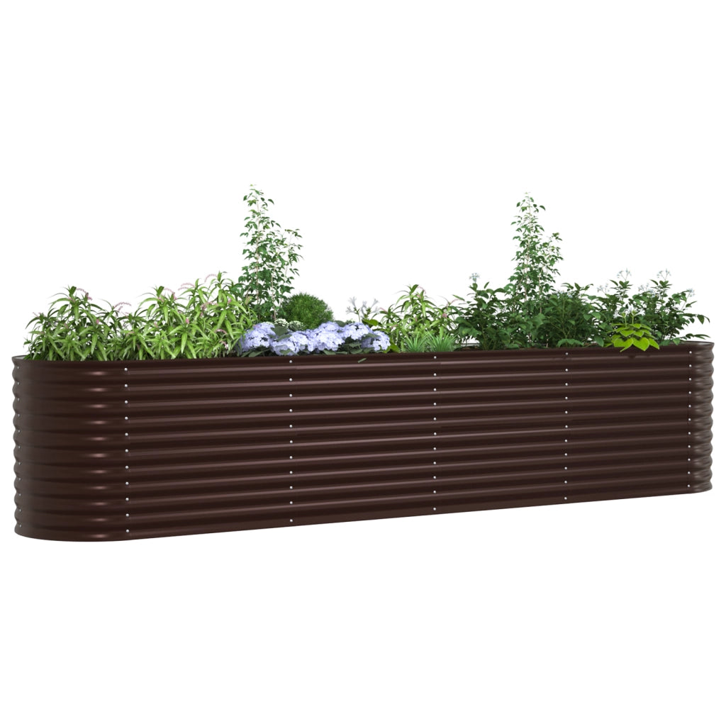 Letto da Giardino Rialzato Marrone 400x80x81 cm Acciaio Zincato