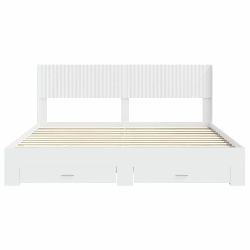 Struttura del letto con stoccaggio e testata-Giroletto con contenitore Bianco 986110