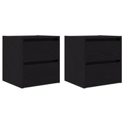 Set di 2 Comodini | Armadio da Notte | Mobiletto da notte a Muro Rovere Nero 38x34x40 cm