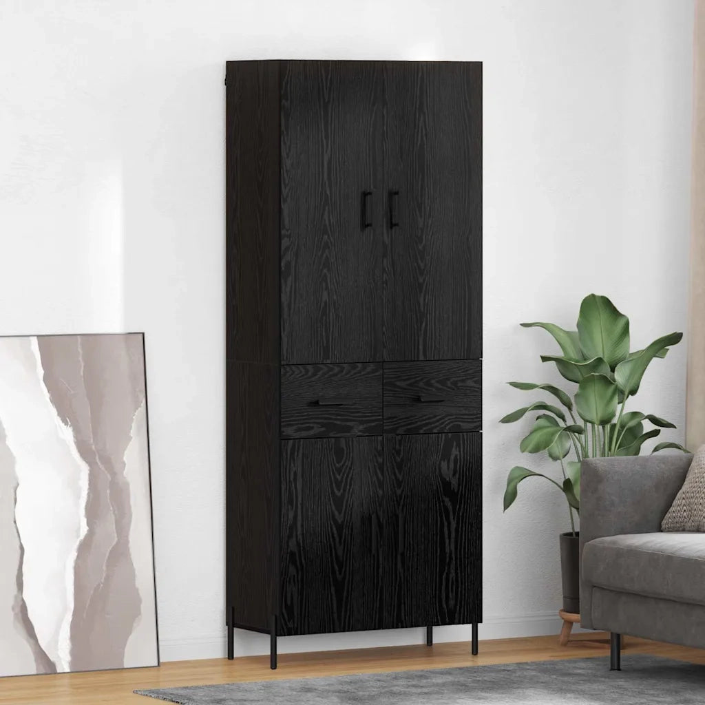 Credenza-Buffet-Armadio da cucina Rovere Nero 69,5 x 34 x 180 cm Legno multistrato 997013