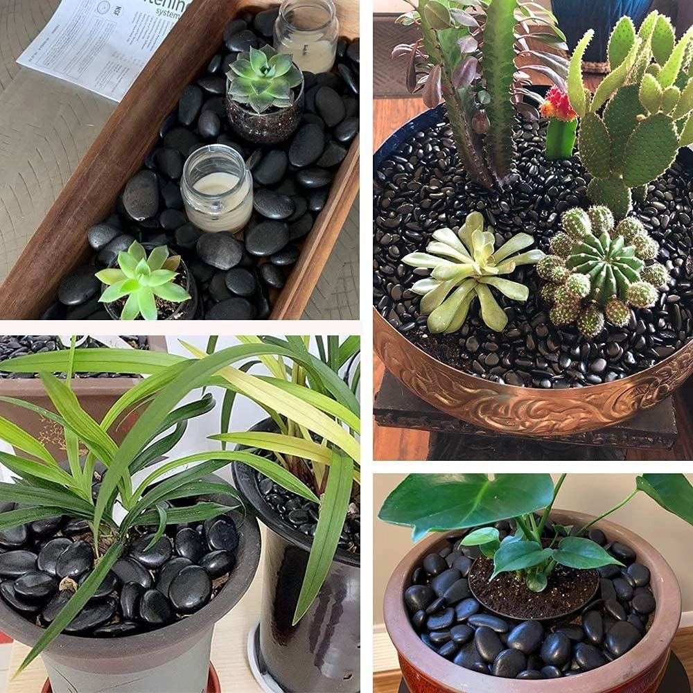 Ciottoli nero ebano pietre naturali decorativi giardini aiuole vasi *** misura 25/40, formato 5 kg, confezione 1