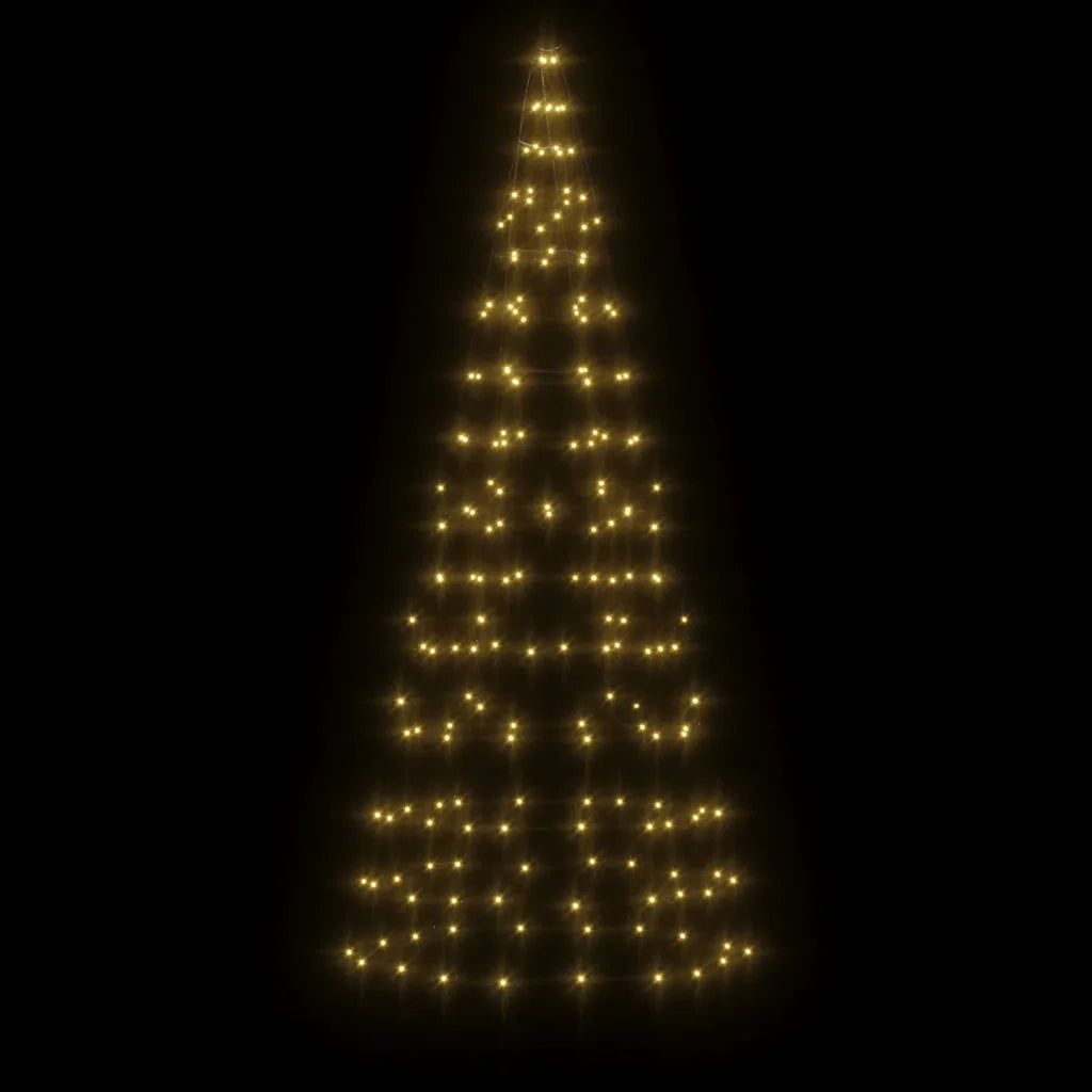 Albero di Natale a LED-Luci decorative natalizie su Pennone 200 LED Bianco Caldo 180 cm