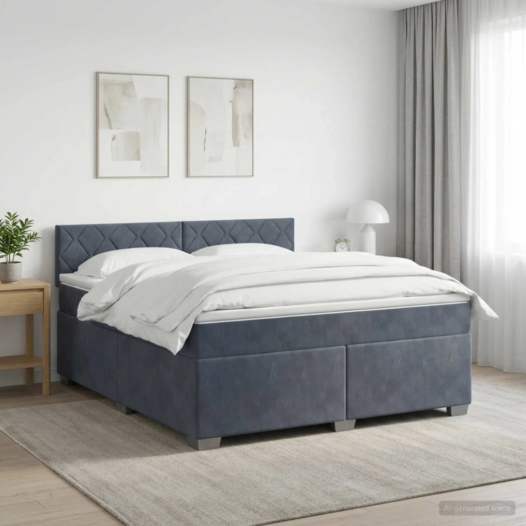 Letto con Box Spring, Materasso e LED Grigio Scuro 140 x 190 cm 3452181