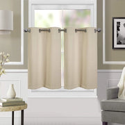 Gordini corti, ontranslucidi, con anelli, vitrati, bistrot, moderni, altezza 90 cm, set da 2 per soggiorno (beige)