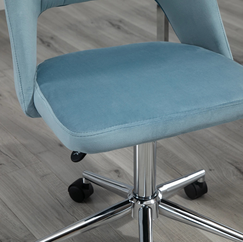 Sedia da ufficio ergonomica blu in poliestere, altezza regolabile