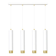 Lampada a sospensione Kibo in acciaio bianco e oro