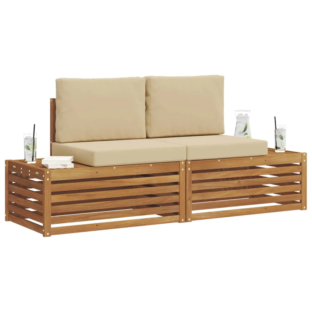 2 pz Set di divani da esterno Naturale e Beige 3375433