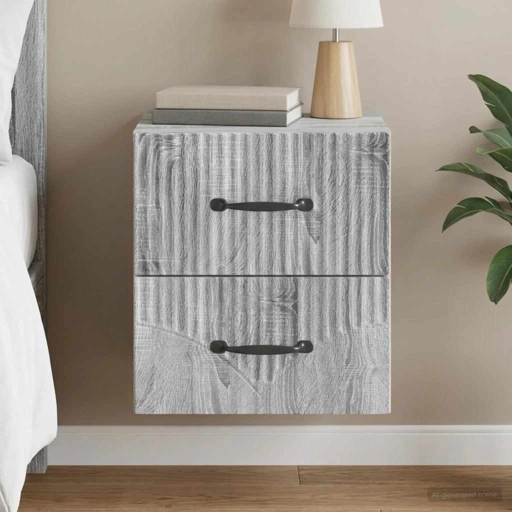 Mobiletto da notte a muro Grigio Sonoma 34,5 x 33 x 40 cm 898987