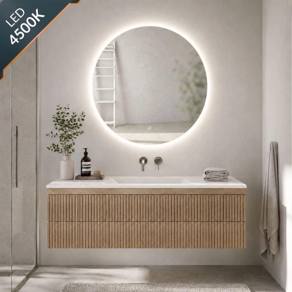 Specchio tondo retroilluminato led elegante per bagno *** misura Ø70, tonalità dimmerabile 2700-4500-6500k, confezi...