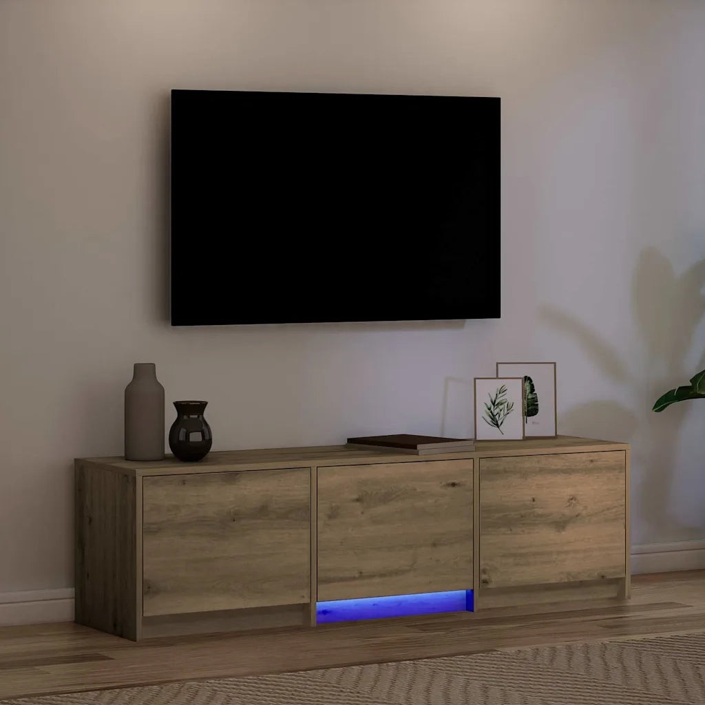 Mobile TV con LED-Credenza TV-Console TV Rovere Artigianale 140 x 34 x 40 cm