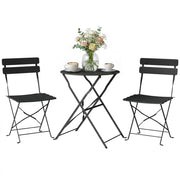 Set Giardino Tavolino e 2 Sedie Pieghevoli ¨C zephmum ¨C Nero, Polipropilene, 80x80x70 cm