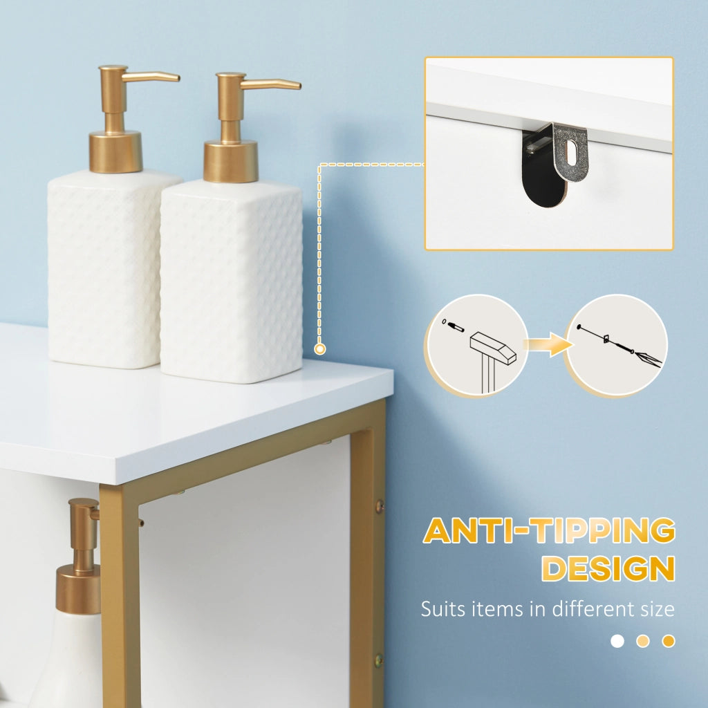 EasyComfort Mobile Colonna Bagno con Cassetto, Armadietto e Ripiano in Legno e Metallo, 30x30x105cm, Bianco