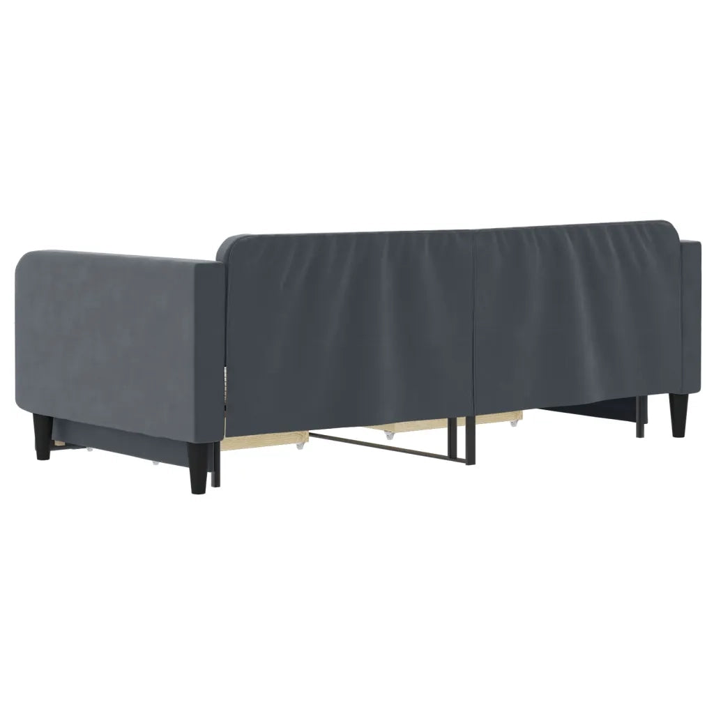 Divano Letto Estraibile Cassetti-Sofa Letto-Daybed Grigio Scuro 100x200cm Velluto 401962