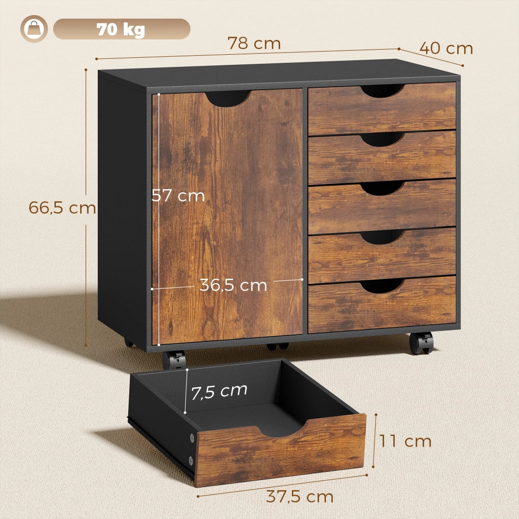 Scrivania con cassetti e ripiani ¨C zephmum ¨C marrone 78x40x66,5 cm
