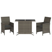 Set da Bistr¨° 3 pz | Set Salotto da Giardino con Cuscini Grigio in Polyrattan