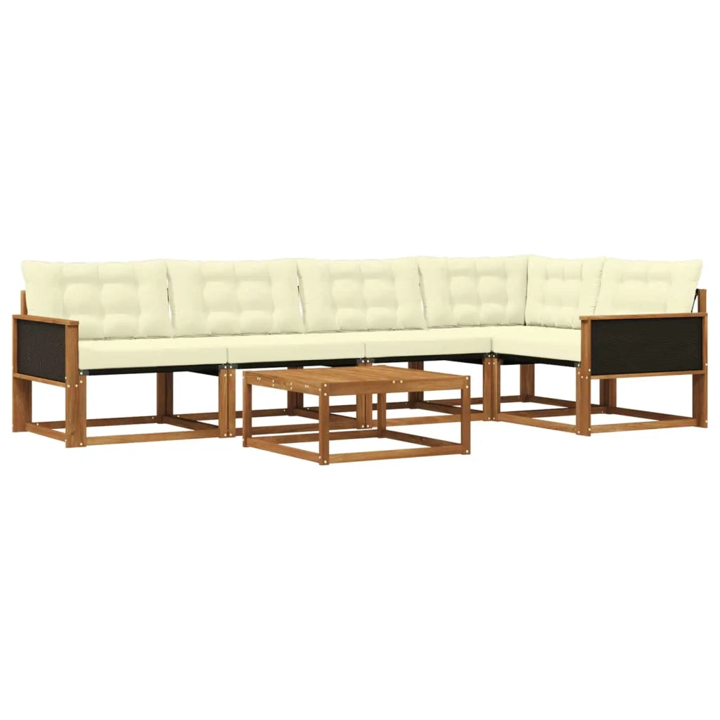 Set di divani da esterno con cuscino 6 pcs Naturale e Crema
