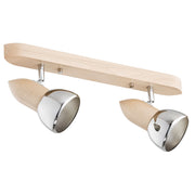 Faretto soffitto orientabile legno cromo 2xE27 Alfa Spark
