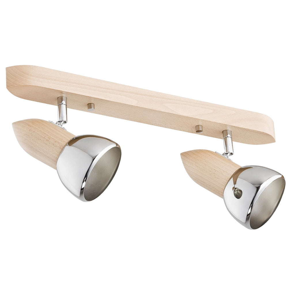 Faretto soffitto orientabile legno cromo 2xE27 Alfa Spark