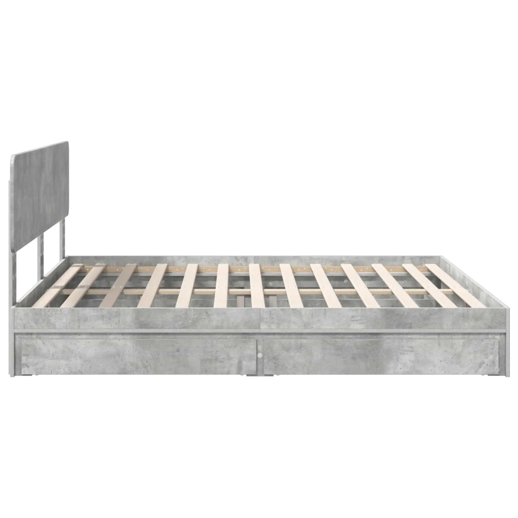 Letto con Contenitore con testiera Grigio cemento 180 x 200 cm 3412251