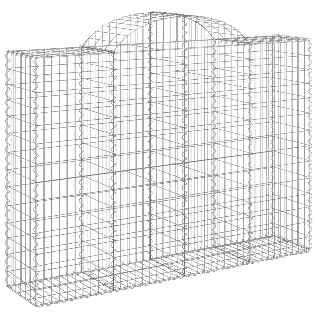 Cestini gabbioni recinzione a gabbia muro di contenimento ad arco 13 pezzi 200 x 50 x 140/160 cm ferro zincato argento 02_0040371