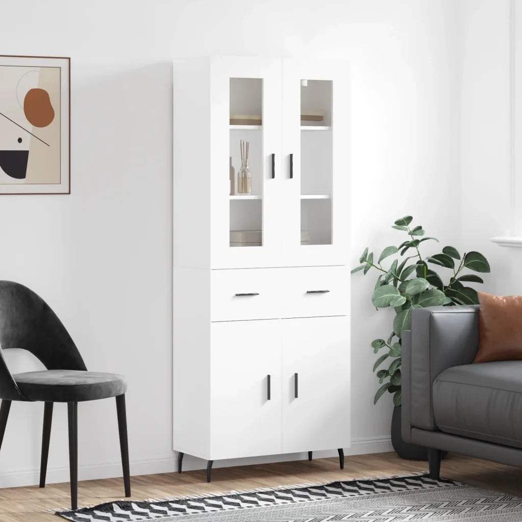 Credenza-Buffet-Armadio da cucina Bianca 69,5x34x180 cm in Legno Multistrato 501064