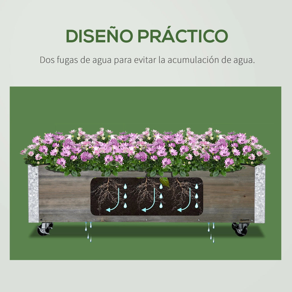 Jardinera Grande con Ruedas ¨C zephmum ¨C Grigio 96x30.6x30 cm