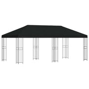 Gazebo | Pergolato con pareti laterali 6 x 3 m Nero Poliestere e Acciaio