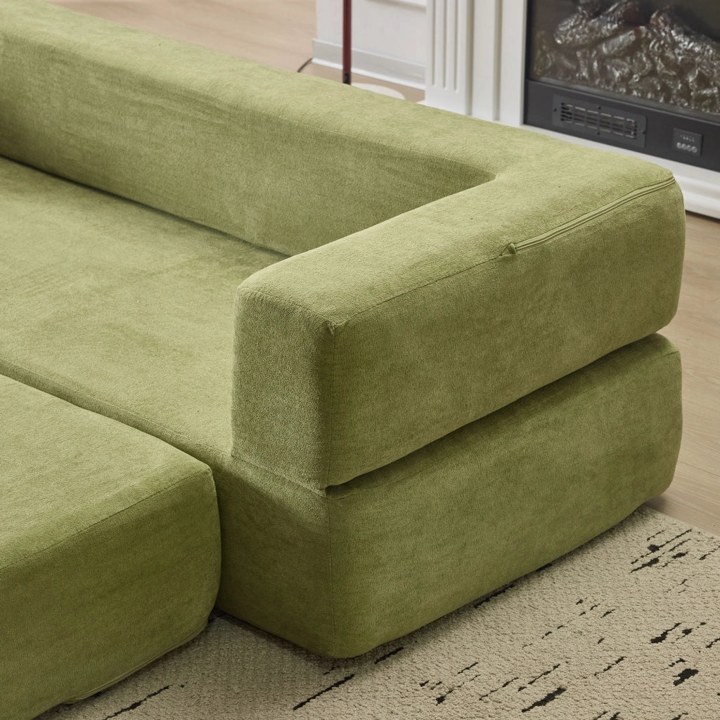 Divano letto da pavimento - con funzione letto e design modulare - in schiuma - verde