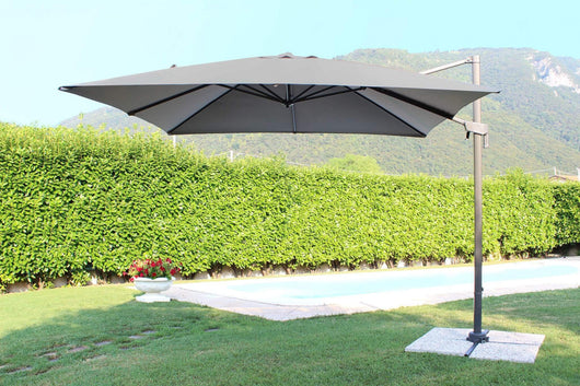 Ombrellone da Giardino Newton Decentrato 2x3 m in Alluminio Nero Telo Grigio