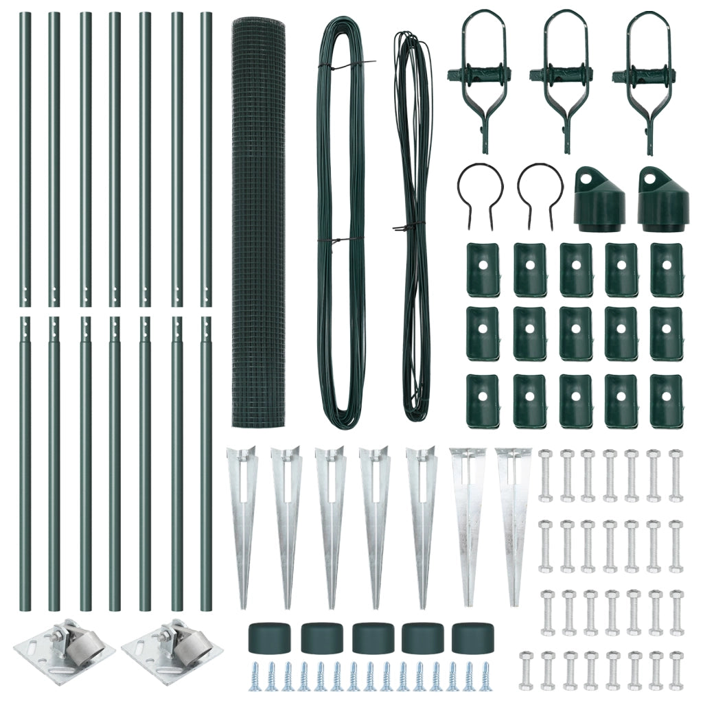 Set di Paletti per Recinzione Verde Set di 2 Verde Metallo