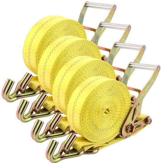 4 pezzi di cavi di trazione 50mm x 8,5m, cavi di trazione con gru e gancio da 5000 kg, cavi di trazione pesanti per motociclette, cavi di trazione con gru per il fissaggio della carreggiata CE certificati