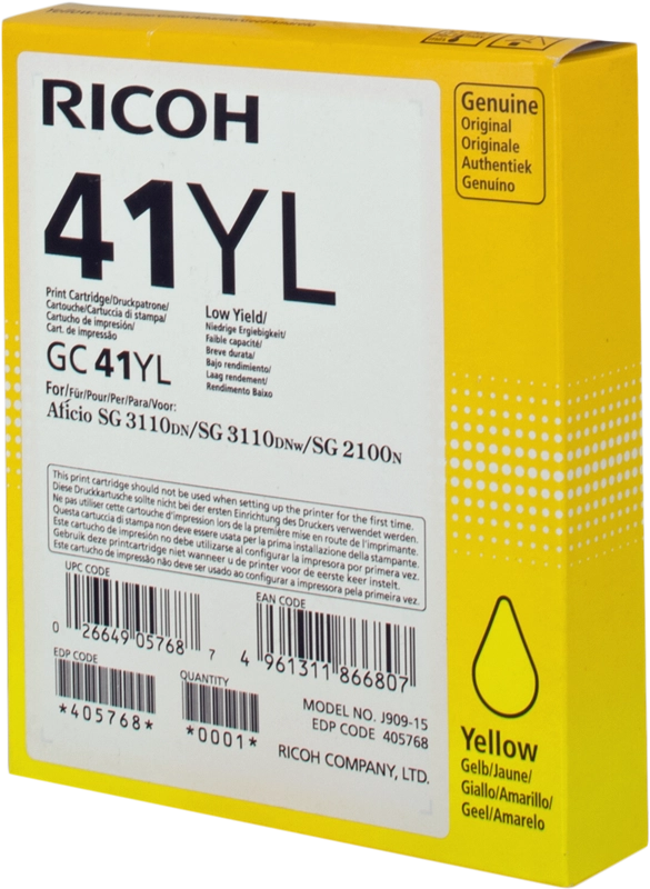 Ricoh 405768 cartuccia d'inchiostro 1 pz Originale Giallo