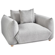 Poltrona Tessuto grigio chiaro Gambe di legno morbide Stile moderno arredamento scandinavo