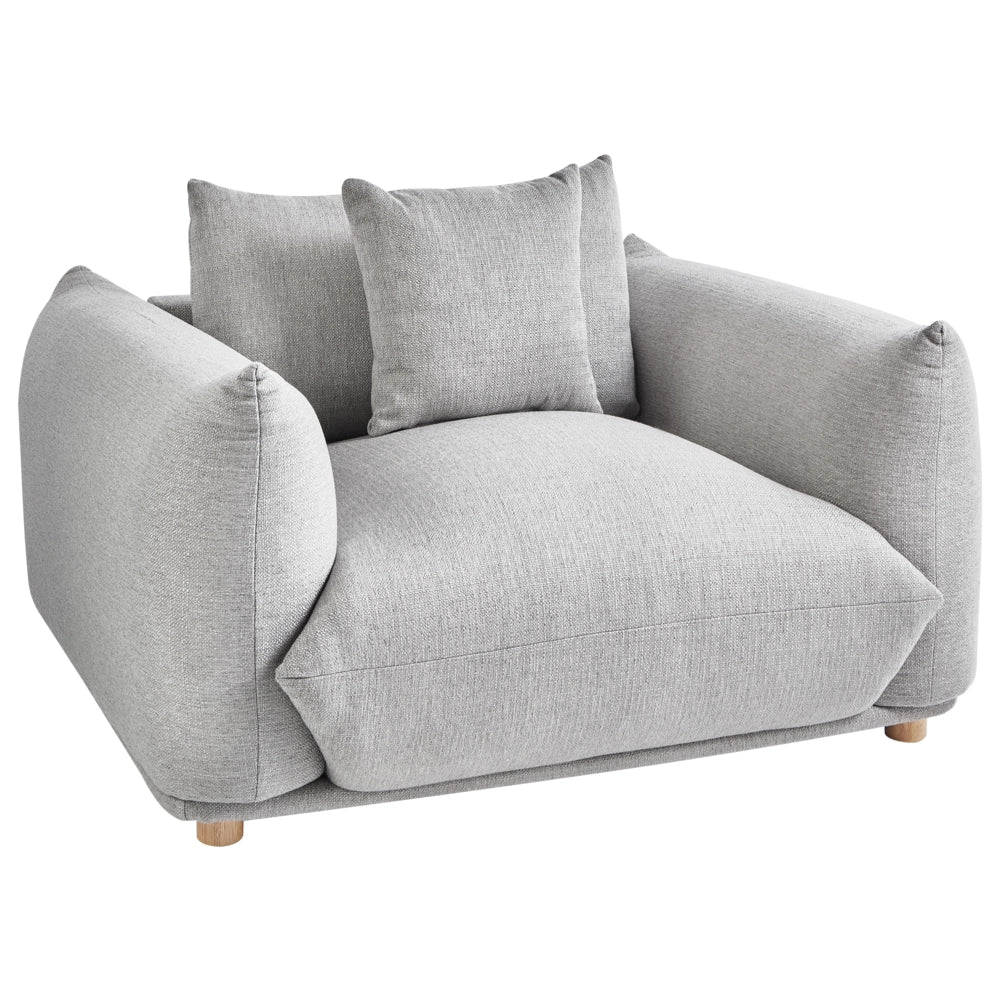 Poltrona Tessuto grigio chiaro Gambe di legno morbide Stile moderno arredamento scandinavo