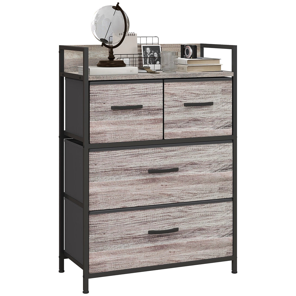 Cassettiera con 4 Cassetti Tessuto Grigio ¨C Zephmum ¨C 60x40x
