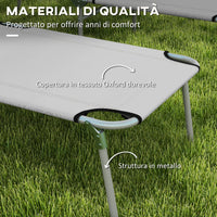 Set 2 Sdraio da Giardino 187x58x36 cm Pieghevoli con Tettuccio Regolabile in Tessuto Oxford e Metallo Grigio Chiaro
