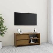 Mobile Porta TV Marrone Ambra 80x31x39 cm in Legno di Pino 809897